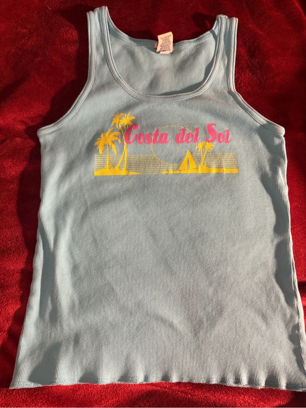 Old navy ‘Costa del Sol’ womens perfect fit Light Blue Graphic Tank